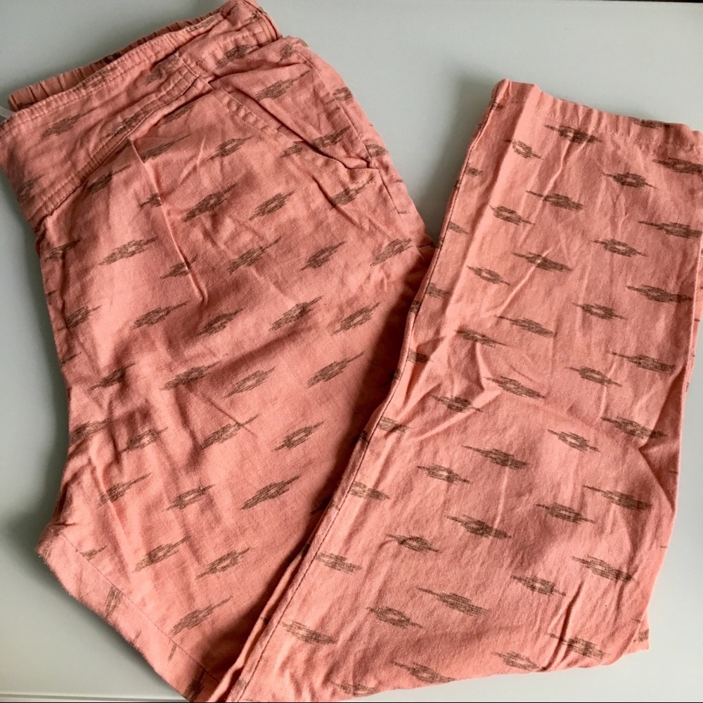 Free People Relaxed Salmon/ Gold Printed Pants